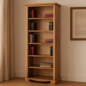 libreria classica legno, libreria L 80 cm, libreria con zoccolo sagomato, libreria artigianale in legno, mobile libreria classico, libreria h210cm, libreria su misura, libreria con ripiani regolabili, libreria noce tanganika, libreria made in Italy