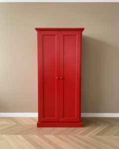 armadio scarpiera rosso, armadio scarpiera in legno artigianale
