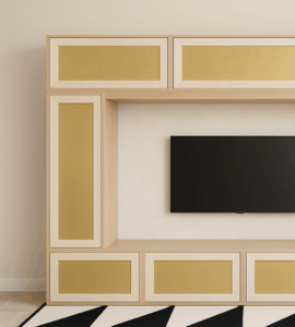 parete attrezzata classica, parete attrezzata design classico oro moderno, parete design oro in legno massello, parete attrezzata legno massello con ante e cassetti a cornice