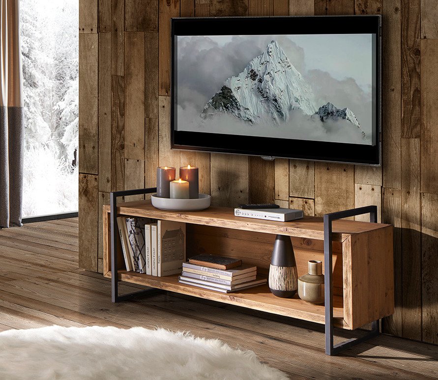 Art.33-13 Mobile porta tv a giorno in ferro e legno - Mobilificio