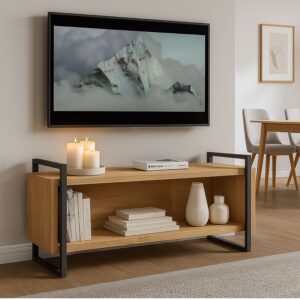 porta tv in legno e ferro, porta tv design, porta tv rustico, porta naturale