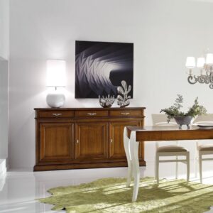 credenza buffet noce classica in legno, credenza classica con ante battenti, credenza classica noce in massello, credenza design classico
