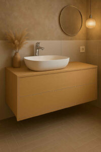 mobile bagno L 100 cm, mobile bagno legno massello sospeso, mobile bagno moderno legno massello, mobile bagno in legno L 100 cm sospeso, mobile sospeso moderno artigianale