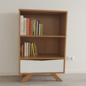 scaffale piccolo da ufficio, scaffale ingresso piccolo, scaffale in legno piccolo moderno con cassetto, mobile multiuso H 95 CM in legno con cassetto