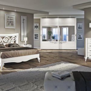 camera da letto bianca classica in legno, camera da letto in legno bianco, camera da letto design classico, camera da letto di lusso in legno bianco classico