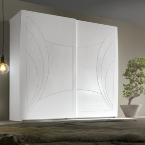 armadio bianco moderno, armadio bianco a due ante scorrevoli, armadio bianco design, armadio bianco opaco in legno, armadio in legno massello con ante scorrevoli