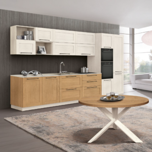 cucina classica lineare, cucina lineare in legno massello, cucina classica in legno, cucina classica lineare 4 metri, cucine classiche bianche lineari