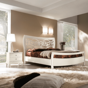 letto matrimoniale classico bianco, letto matrimoniale con testata in legno, letto matrimoniale legno massello bianco