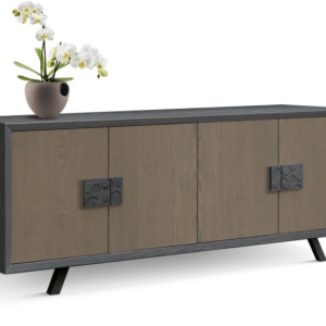 madia con piedini, madia nero e legno, madia moderna scura, madia design moderno, madia moderna con piedini, madia di lusso, madia design moderno