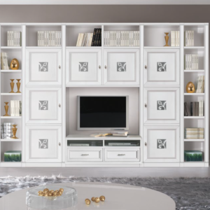 parete attrezzata classica bianca di lusso, parete attrezzata classica bianca in legno massello, parete attrezzata classica bianca in legno bianco, parete attrezzata design classico