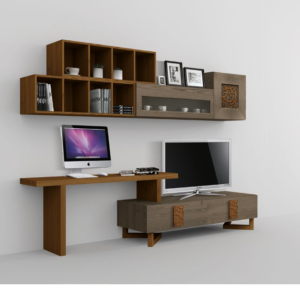 parete attrezzata con angolo studio, parete attrezzata con postazione pc, parete attrezzata con scrivania, parete attrezzata studio con scrivania