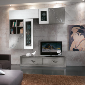 parete attrezzata massello, parete attrezzata elegante, parete attrezzata componibile, parete soggiorno bianco e grigio in legno