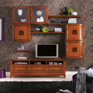 parete attrezzata porta tv classica in legno, parete attrezzata classica con piedini, parete attrezzata classica componibile, parete attrezzata in legno massello