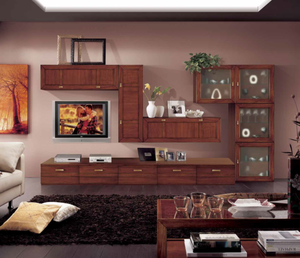 parete attrezzata componibile a moduli, parete attrezzata contemporanea in legno, parete soggiorno noce in legno, parete attrezzata noce contemporanea