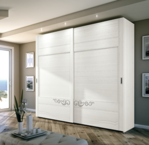 armadio bianco scorrevole, armadio classico bianco in legno, armadio scorrevole di lusso bianco, armadio design classico bianco