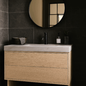 mobile bagno in legno moderno, mobile bagno L 160 cm legno massello, mobile bagno 4 cassetti in legno, mobile bagno naturale, mobile bagno design, mobile bagno con vasca integrata in marmo