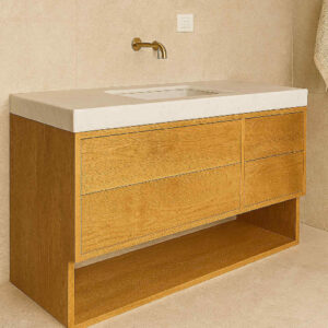 mobile bagno in legno moderno, mobile bagno L 160 cm legno massello, mobile bagno 4 cassetti in legno, mobile bagno naturale, mobile bagno design, mobile bagno con vasca integrata in marmo