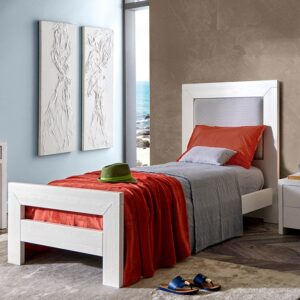 letto moderno singolo in legno, letto moderno singolo legno bianco, letto singolo in legno, letto singolo di qualità