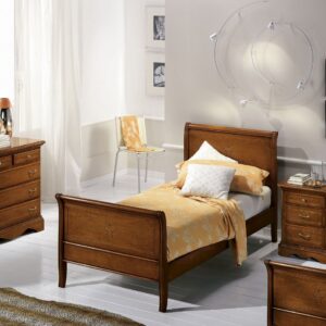 letto singolo a barchetta in legno massello, letto singolo barchetta, letto singolo barchetta noce, letto singolo barchetta stile classico