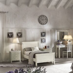 letto singolo shabby chic, letto singolo classico, letto singolo classico bianco, letto singolo in legno massello, letto singolo design classico