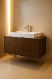 mobile bagno in legno, mobile bagno sospeso legno massello, mobile bagno sospeso L 115 cm, mobile bagno sospeso 120 cm, mobile bagno sospeso artigianale, mobile in legno bagno