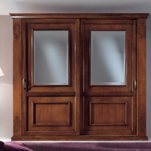 armadio classico noce con ante scorrevoli, armadio camera da letto scorrevole classico noce in legno, armadio scorrevole legno massello classico