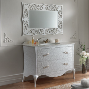 Car- mobile bagno sagomato, mobile bagno elegante, mobile bagno classico bianco, mobile bagno elegante bianco, mobile bagno design classico, mobile bagno con piedini, arredo bagno classico