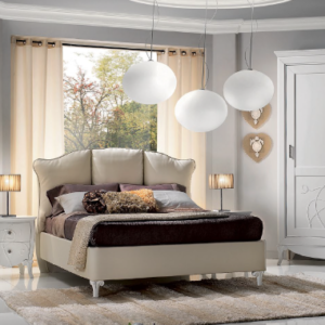 camera bianca barocco moderno, camera bianca bombata, camera simil barocco, camera barocco moderno bianca, camera design classico bianca