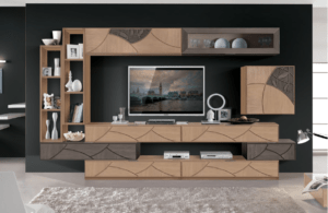 967 - parete attrezzata grande moderna in legno, parete attrezzata 4 metri in legno, parete attrezzata design moderno legno massello, parete attrezzata su misura