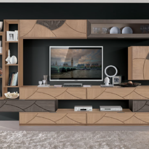 967 - parete attrezzata grande moderna in legno, parete attrezzata 4 metri in legno, parete attrezzata design moderno legno massello, parete attrezzata su misura