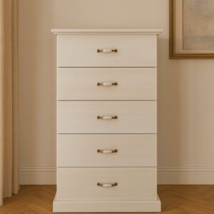 cassettiera in legno, cassettiera classica, cassettiera artigianale, cassettiera bianca, mobile con cassetti, cassettiera 5 cassetti, cassettiera noce tanganika, cassettiera elegante, cassettiera camera da letto, cassettiera su misura, cassettiera in legno massello, cassettiera con guide Blum