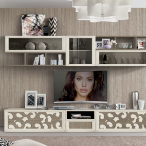 Gaia - parete soggiorno legno massello, parete attrezzata moderna legno massello, parete attrezzata design moderno, parete attrezzata di alta qualità, parete soggiorno design mirandola
