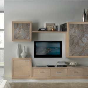 Instabul - parete attrezzata elegante in legno massello, parete attrezzata elegante legno naturale, parete attrezzata design legno massello naturale
