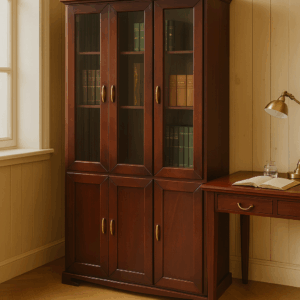 armadio 3 ante per ufficio in stile classico, armadio 3 ante per ufficio in legno massello, armadio 3 ante legno massello, armadio per ufficio con vetro e legno classico, armadio libreria, vetrina a tre ante per ufficio, vetrina classica ufficio direzionale, vetrina in legno massello per ufficio, vetrina con ante chiuso ufficio, vetrina in legno noce L 120
