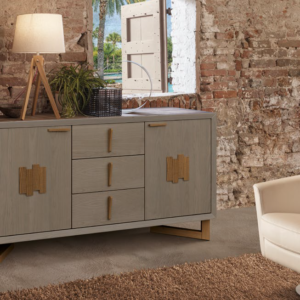 386 - madia moderna grigio frassino, madia moderna con ante e cassetti in legno, madia moderna alta qualità, madia moderna di lusso, madia moderna grigio e miele frassino