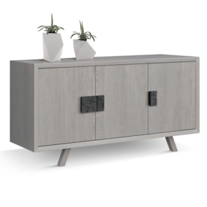 387 - madia moderna grigio frassino, madia moderna 3 ante grigio frassino in legno, madia moderna con piedini, madia moderna di lusso, madia moderna di qualità
