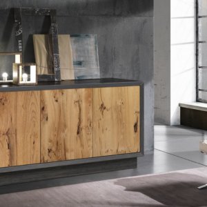 390 - madia rovere design, madia moderna nero opaco e rovere, madia rovere design, madia legno di rovere, madia alta qualità, madia massello rovere