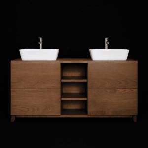 mobile bagno doppio lavabo, mobile bagno legno frassino, mobile bagno 150 cm, arredo bagno moderno, mobile bagno con vano giorno,mobile bagno artigianale