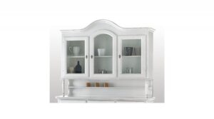 cristalliera bianca in legno, cristalliera design classico bianco, cristalliera legno massello bianco, cristalliera sei ante e tre cassetti