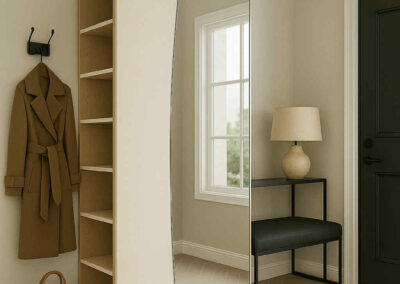 mobile ingresso con specchio, armadio ingresso moderno, madia con anta specchio, mobile contenitore ingresso, arredo ingresso elegante, mobile ingresso con ripiani, specchiera curva design, mobile salvaspazio ingresso, armadietto con ante asimmetriche, ingresso con appendiabiti moderno, mobile in legno chiaro, specchio a tutta altezza, design minimalista ingresso, mobile multifunzione ingresso, arredo per piccoli spazi, scaffalatura a giorno laterale, specchio curvo decorativo, ingresso contemporaneo, mobile portaoggetti con specchio