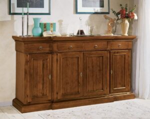 credenza classica noce, credenza classica legno massello, credenza classica noce in legno, credenza classica massiccio, credenza classica legno ante e cassetti L 231