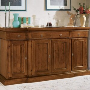 credenza classica noce, credenza classica legno massello, credenza classica noce in legno, credenza classica massiccio, credenza classica legno ante e cassetti L 231