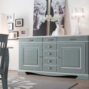 credenza design classico, credenza design classico azzurro, credenza classica in legno, credenza stile classico design, credenza design legno massello, credenza mirandola