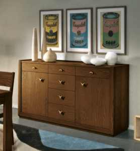 madia frassino, madia legno frassino moderna, madia noce moderna, madia design frassino, madia ante e cassetti noce contemporanea