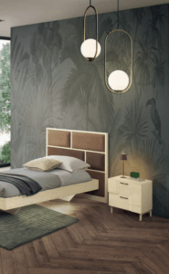 comodino moderno con piedini in legno design, comodino moderno legno massello avorio, comodino moderno legno frassino