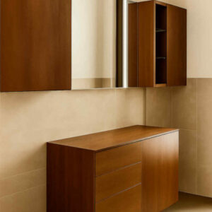arredo bagno completo in legno moderno, composizione bagno moderno, composizione bagno design moderno, arredo moderno in legno per bagno