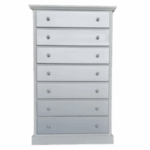 cassettiera in legno, cassettiera bianco e argento legno massello, cassettiera classica con 7 cassetti, cassettiera classica disponibile subito