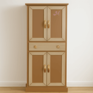 scarpiera elegante in legno, scarpiera alta 4 ante, mobile artigianale con cassetto, scarpiera color miele e nocciola, scarpiera pronta consegna, scarpiera in legno massello, wooden shoe cabinet, tall shoe storage unit, 4-door shoe rack, elegant wood cabinet, shoe cabinet with drawer, handcrafted wooden shoe cabinet