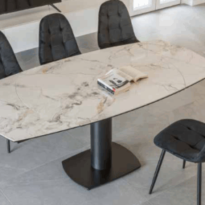 tavolo allungabile 180 design, tavolo allungabile con piano in gres venato, tavolo allungabile con piano effetto marmo gres