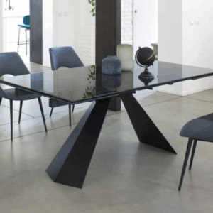 tavolo in gres, tavolo design vetro ceramica, tavolo con basamento in metallo, tavolo design